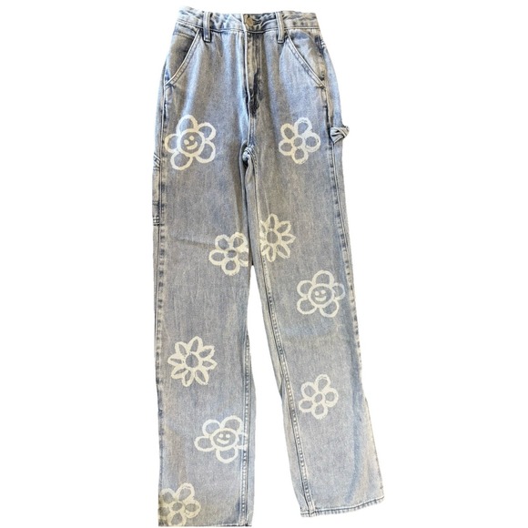PacSun Pants - Pacsun Boyfriend Carpenter Jeans Smiling Flowers Daisy 90's Loose Fit Size 22